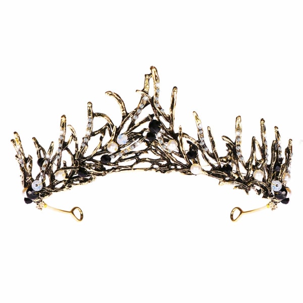Vintage Princess Hair Crown Handmad Gold Leaf Tiara Pearl Brudekrone Bryllup Tiaras Hårtilbehør