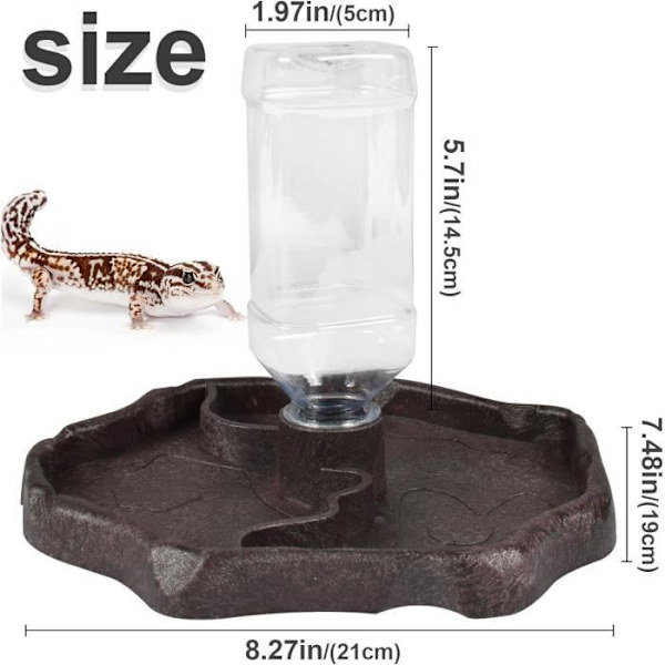 1 stk. Reptil Vanddispenser, Skildpaddedrikker, Skildpaddefoder, 2 i 1 Anti-dug Foderdispenser