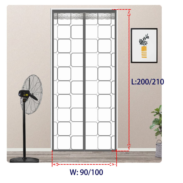 Isoleret dørgardin, magnetisk selvlukkende EVA dørskærm, vindtæt dørafdækning, automatisk lukker til soveværelse, køkken grey 90*210cm