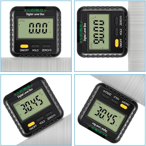 Digitaalinen kaltevuusmittari Digitaalinen tasokotelo Taustavalaistulla LCD-kulmaetsin Magneettijalusta Kulmamittaustoiminto