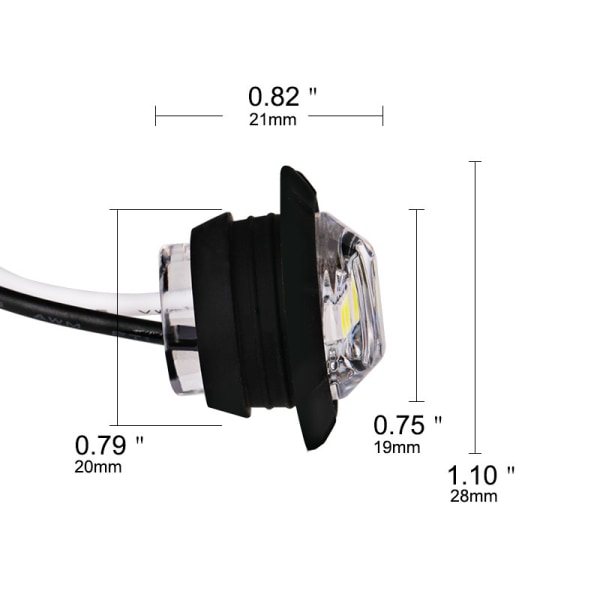 3/4\" Runda LED-positionsljus fram och bak, vattentäta sidomarkeringsljus, 12 V, för bil och lastbil (röda)