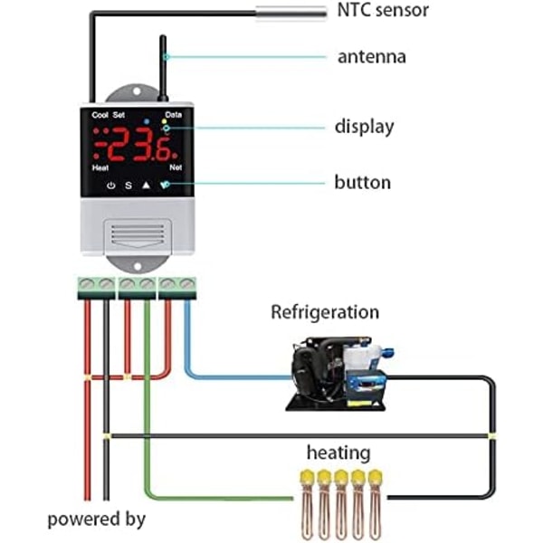 Wifi temperaturregulator uden termostat NTC sensor digitalt display APP-styring til smart home