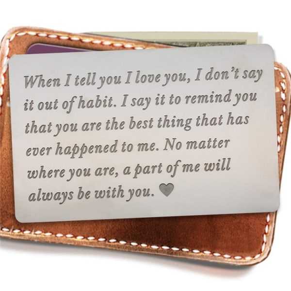 Personlig lommebokkort, lommebokinnleggskort til kjæreste ektemann Valentinsdagsgaver for menn Julebursdagsgaver (svart) Silver