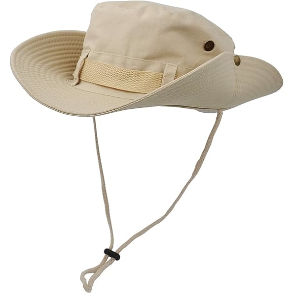 Utendørs solhatt med bred brem, dobbelt lag klassisk stil Bush Jungle solhatt for fiske jakt camping (Khaki) Khaki