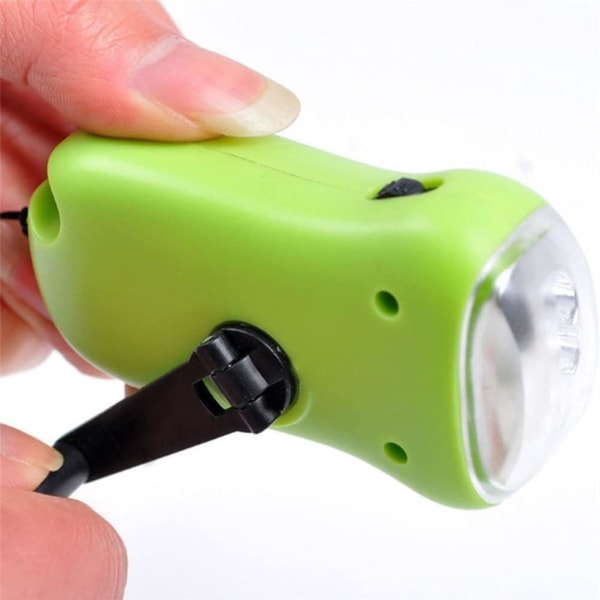 Mini Hand Crank LED Ficklampa, Nödvev Dynamo Solenergi Ficklampa Kraftfull Energisparande Ficklampa LED Uppladdningsbar Fackla(Grön)