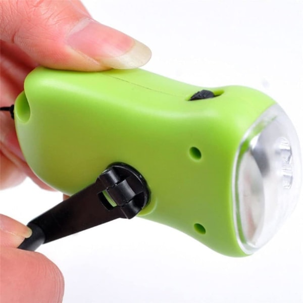 Mini käsikampi LED-taskulamppu, hätäkampi Dynamo Solar Power taskulamppu Tehokas energiaa säästävä taskulamppu LED-ladattava taskulamppu (vihreä)