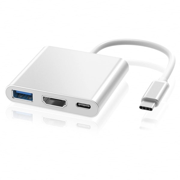 4K USB C till HDMI Adapter, Typ C Hub till HDMI Adapter Converter med USB 3.0-port och kompatibel USB C-laddningsport