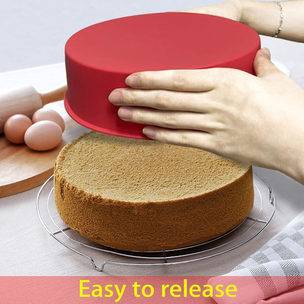 2 st 8 tums kakformar för bakning, silikonformar runda kakformar bakformar non-stick snabb frigöring lämplig bakplåt för muffins puddingar bröd 8 inch