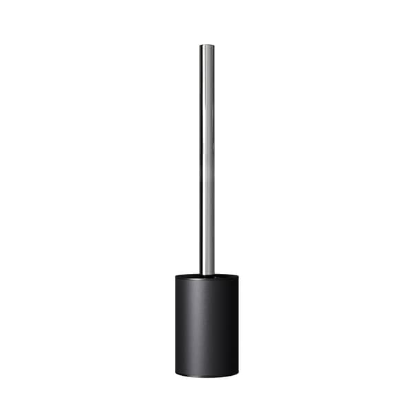 Reservebørste med silikonbørstehode, toalettbørste med utskiftbart børstehode, non-stick-effekt, med rustfritt, skinnende rustfritt stålhåndtak black