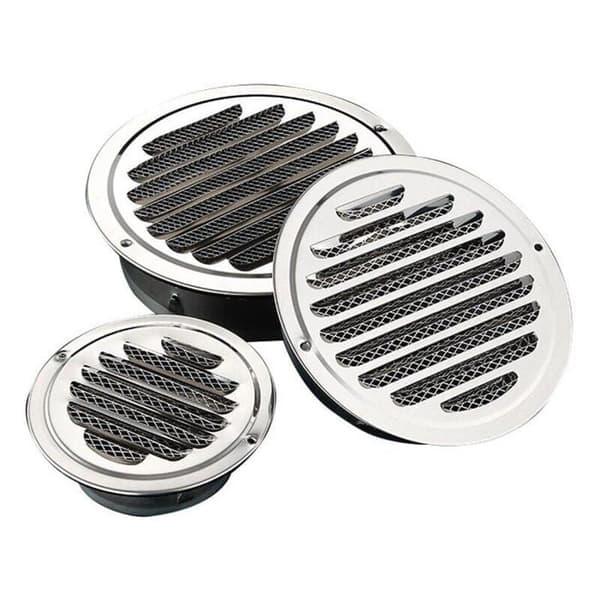 Ventilasjonsrist i rustfritt stål, rund, 100 mm, metall, ventilasjonsrist.. YYV