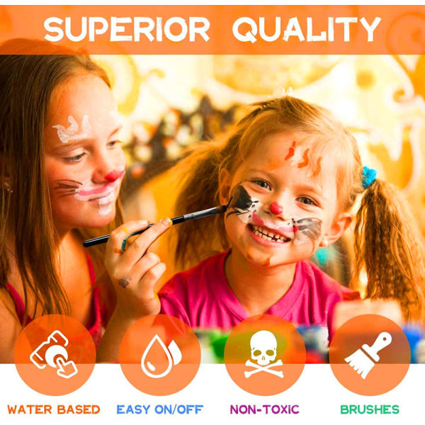 15 farger kroppsmaling Ansiktsmalingsett med pensel for barn Kunstshow Halloweenfest Cosplay Makeup Kroppsfest Festlig