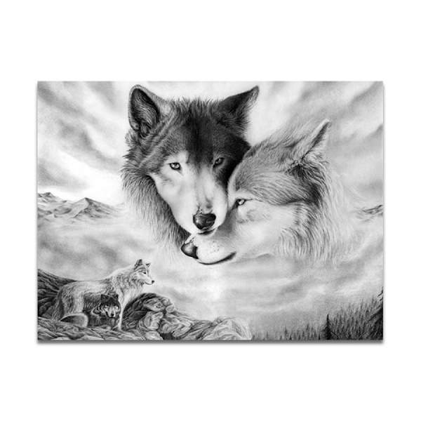 Varg Väggkonst Canvas Tryck Poster Svartvitt Vargar Fotografi Konst Dekoration för Vardagsrum Sovrum 40*50cm