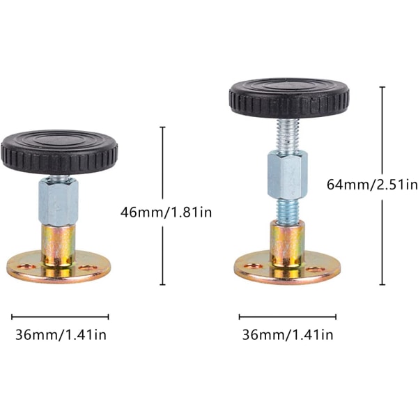 Anti-Shake Seng Ramme til Seng Sofa Stabilisator Sengegavl Fixer Stabilisatorer Sort 4 STK (46-64 mm) 46-64 mm