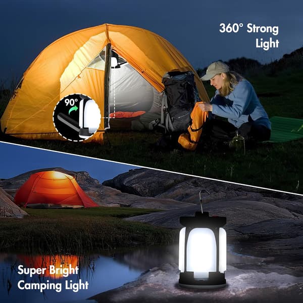 Genopladelige Campinglys til Telte med 5 Tilstande, LED Campinglys med Foldbar Krog, Bærbar Campinglampe til Strømafbrydelser, Nødsituationer, Telte