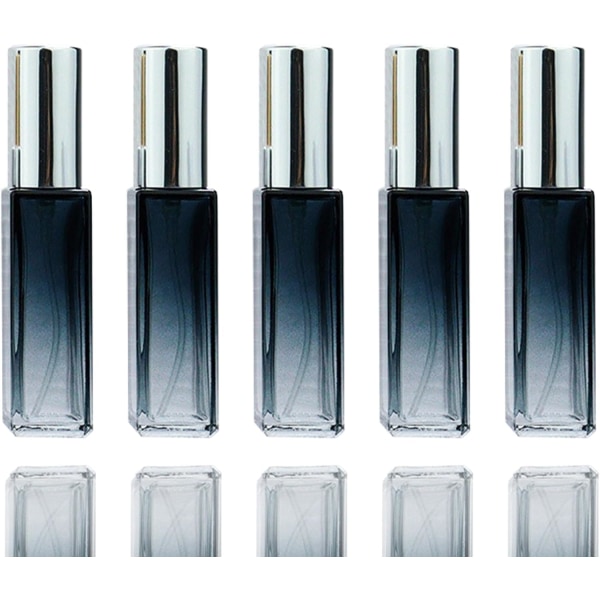 5 stykker glas parfume forstøver 10 ml, genopfyldelig rejse parfume forstøver, bærbare parfume genopfyldningsflasker, til rejser, erhvervslivet (gradient sølv) Silver