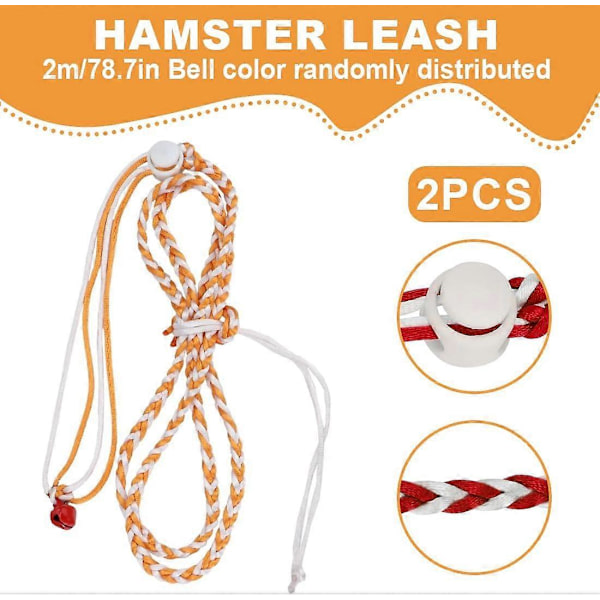 2-pack marsvinsele för hamster, nylon husdjurskoppel