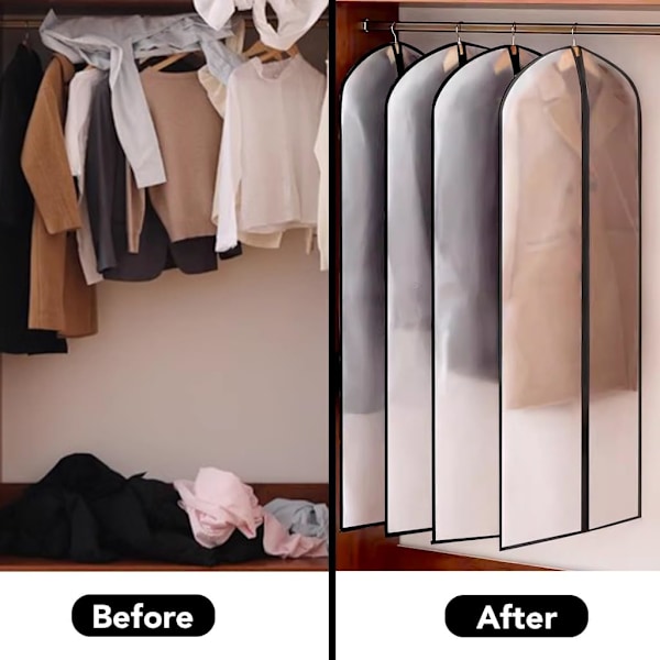5PCS Støvtett Klær Deksel PEVA Gjennomsiktig Klær Deksel med Glidelås Moth Proof Dress Beskytter Vesker Vanntett Kjole Deksel (60X120cm)