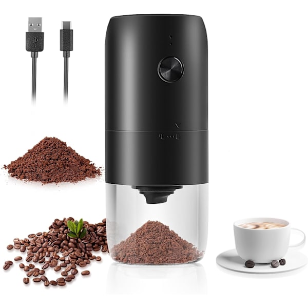 Elektrisk kaffekværn, USB genopladelig kaffekværn, justerbar ruhed bærbar kaffekværn kaffekværn