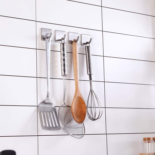 Självhäftande krokar i rostfritt stål, 4-pack