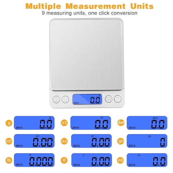 Høy presisjon LCD-vekt 3000g/0,1g, digital kjøkkenvekt, elektroniske vektbrett