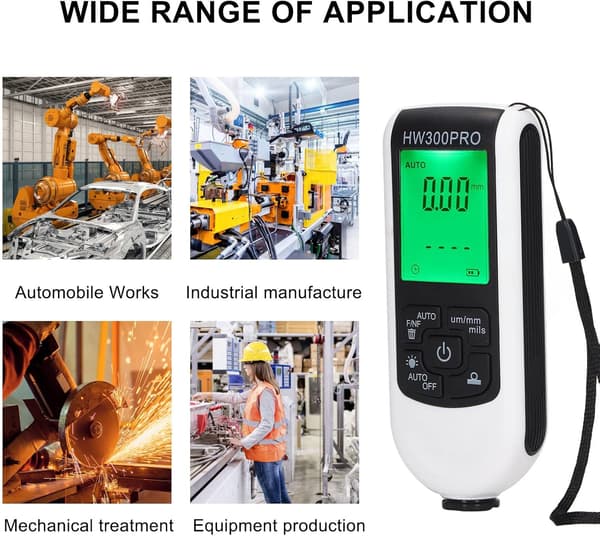 Digital Coating Thickness Gauge, Portable Paint Thickness Meter, 0-2000UM Range, Coating Measuring Tool for (White) White