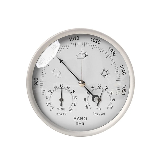 Analog værstasjon 3i 1i, Ø132mm - Barometer, termometer, hygrometer