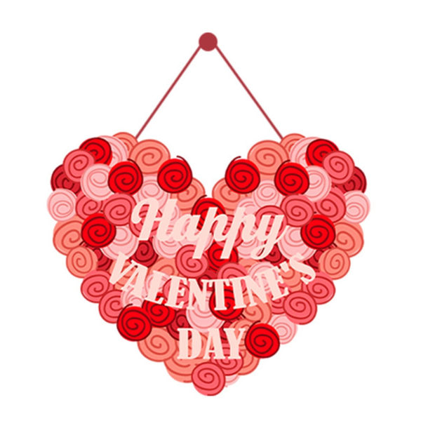 Festlig dørhængende vedhæng Farverigt fronttilbehør Valentinsdagsskilt Romantisk ornament med rødt hjertemønster Happy Valentine's Letter Print 2