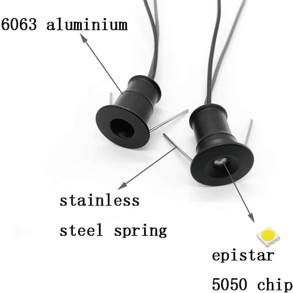Sorte 9 stk. Mini 12V 1W LED loftspot IP65, 3000k (120°, Varm hvid).