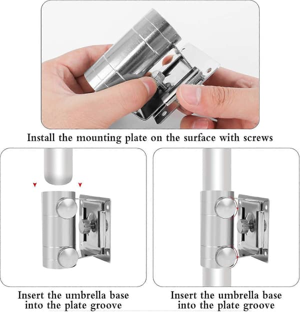 2 stk. parasolfod, parasolfodclips, parasolfodholder i metal