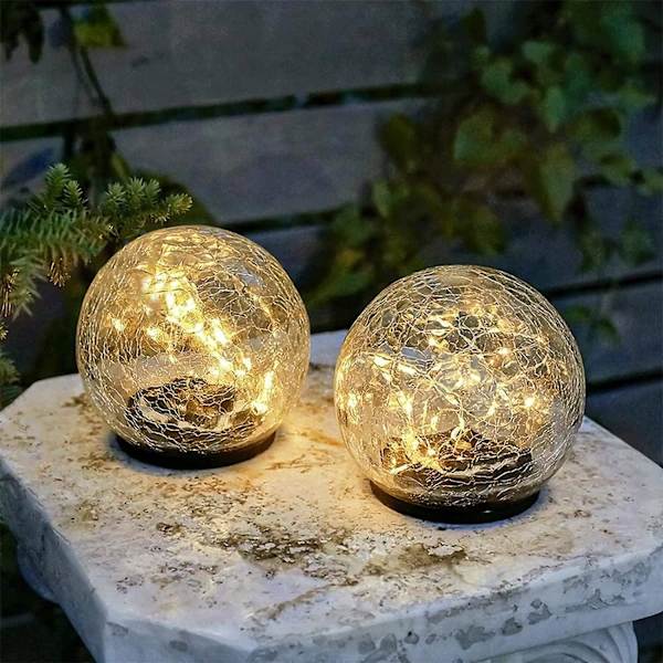 2-pack LED julsprickade solcellslampor 2pc