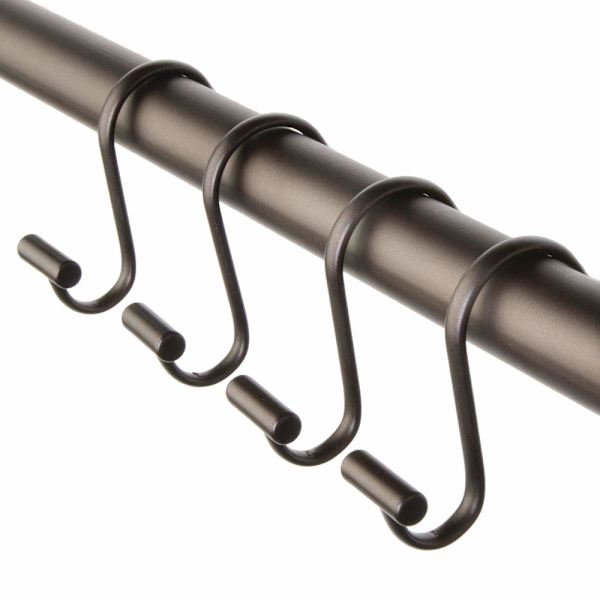 Metall T-bar duschdraperikrokar Rostfria ringar för barns badrum, gästbadrum, huvudbadrum, 35x18mm, set med 12