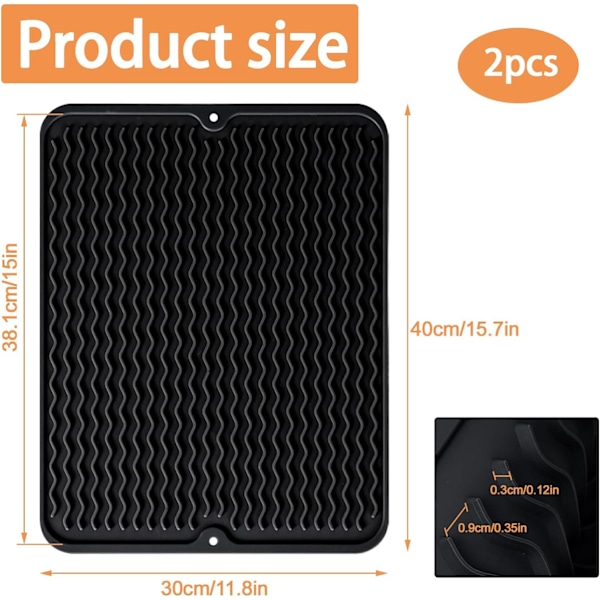 2-pack silikonunderlägg för disk, 40x30 cm, diskunderlägg, diskställ