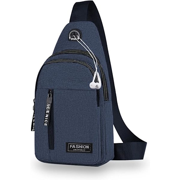 Liten ryggsäck för män, lätt nylon sling ryggsäck väska stöldskydd casual män kvinnor bröstväska för vandring cykling utomhus resor (blå) Blue