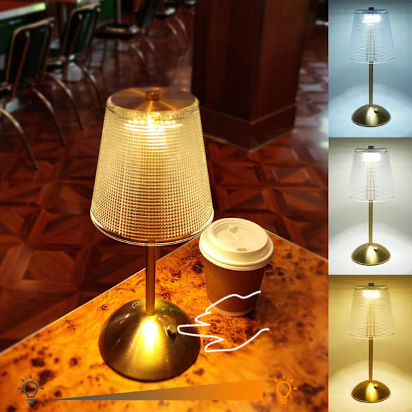Led-bordlampe, trådløs genopladelig bordlampe, 3 farvetilstande og dæmpbar LED-touchlampe