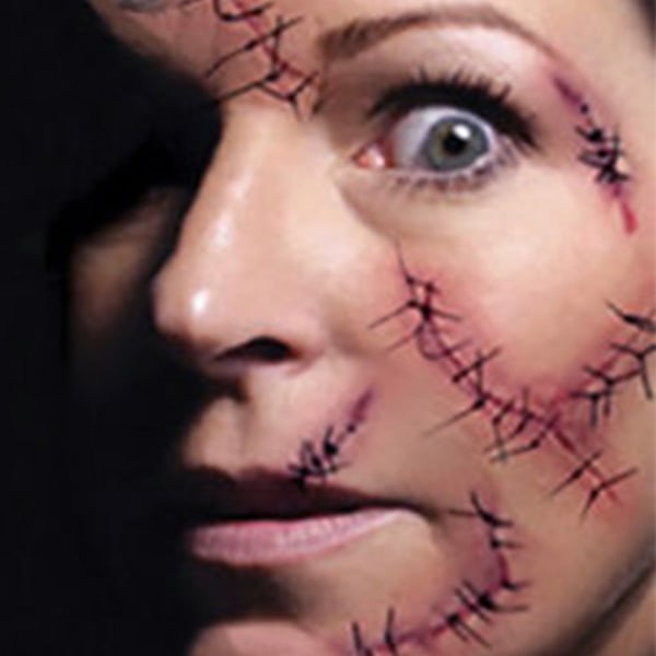10 x Halloween Zombie Scars -tatuointitarrat, joissa on fake scab Blood -erikoisasumeikkirekvisiitta