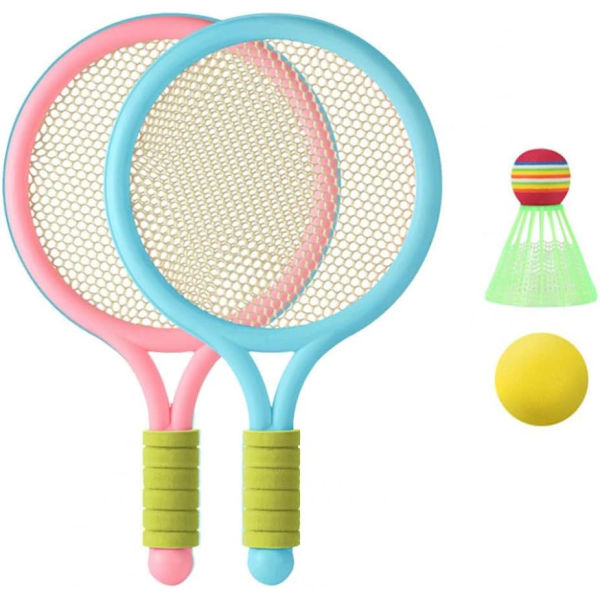 Tennisracketset för barn i plast, badmintonracket för småbarn med badmintonboll och tennisboll, inomhus- och utomhussportaccessoar