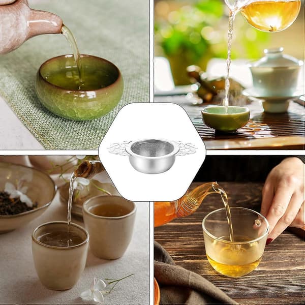 2-pakning tesilskål, teinfuser i rustfritt stål, teinfuser med netting