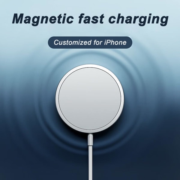 iPhone trådlös laddare, MagSafe-laddare, Apple 15W USB-C snabbladdningskabel Magnetisk väggladdare Kompatibel med iPhone 15/14/13/12