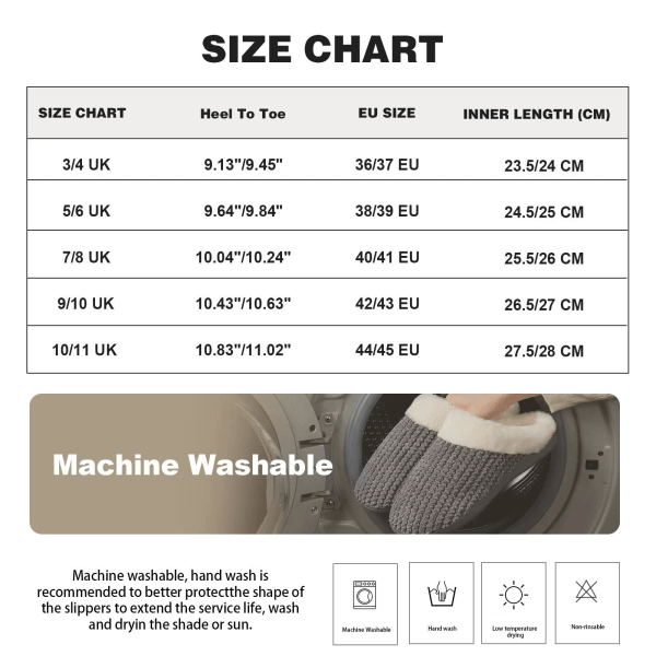 Dame tøfler minneskum tøfler for kvinner komfortable varme koselige sklisikre innendørs utendørs hjemmesko 38/39 Gray 38-39