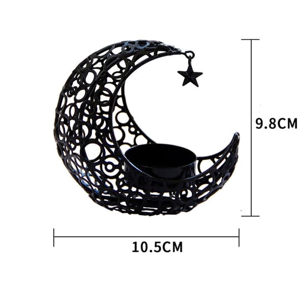 Metall lysestake, lysestake, telys, lysestake, telysholder, månelysstativ, halvmåne lysestake, Ramadan telys black