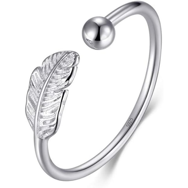 925 Sterling Sølv Fjer Ring, Sølv Ring Fjer Åben Finger Blad Ring til piger Kvinder Gave
