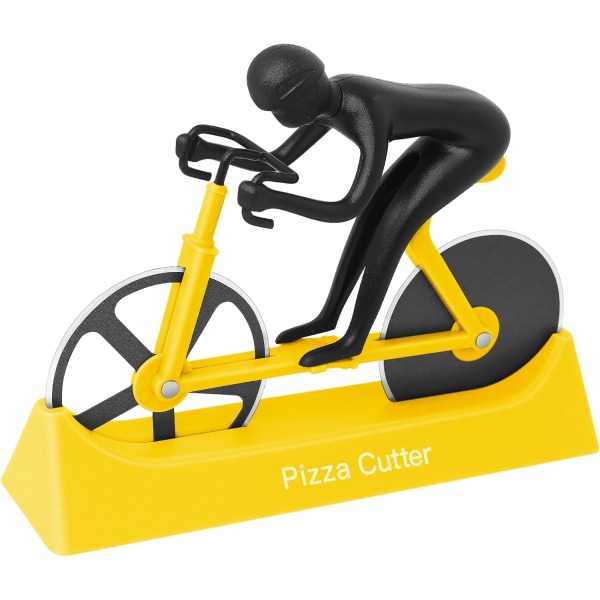 Cykelformet pizzaskærer, pizzahjul, rustfrit stål non-stick hjul, gul Yellow