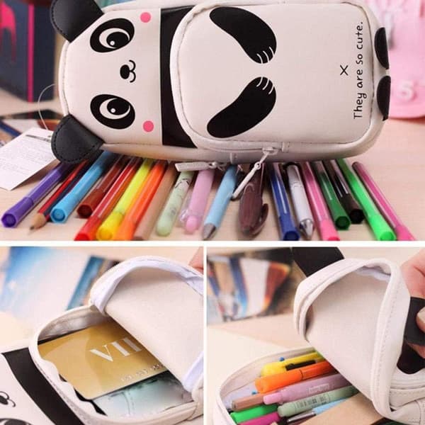 Blyantpose Kids Skole Panda Form Blyantpose Stor Kapacitet Studerende Sød Penneholderpose 1PC