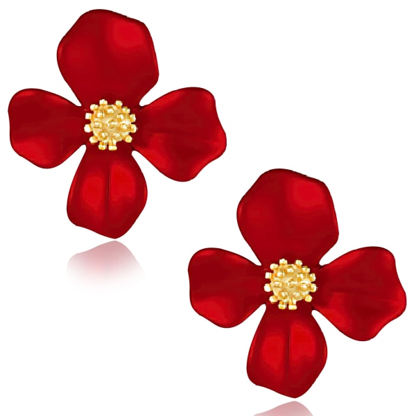 Klöver- och blomörhängen för kvinnor Presenter för födelsedag Mors dag Red
