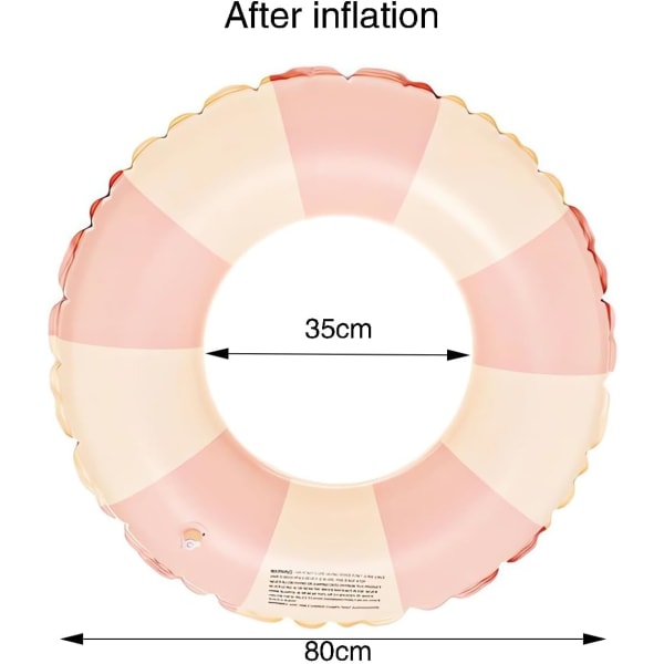 Uppblåsbar badring för vuxna, badring poolboj, retro randig PVC uppblåsbar boj poolboj Pink