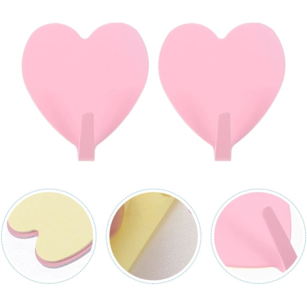 12 st hjärtformade väggkrokar, självhäftande väggkrokar för att hänga handdukar, klädhängare för badrum, handdukshållare i järn, förvaring, rosa