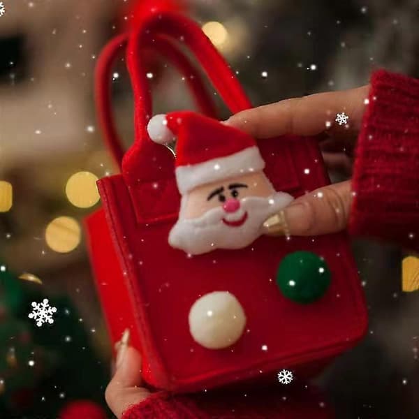 Julklappspåse Julafton äpple presentförpackning godisask snögubbe gubbe dagis liten present julröd