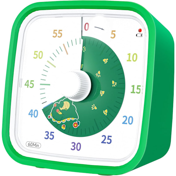 Visuel Timer med Beskyttelsesetui, Regnbue-Skive 60 Minutters Nedtællingstimer til Børn og Voksne, Lydløs Tidshåndteringsværktøj (Grøn)
