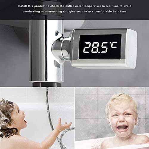 Digital LED termometer brusehoved til babybadekar - Roterende termometer - Visuel til hane og brusehoved
