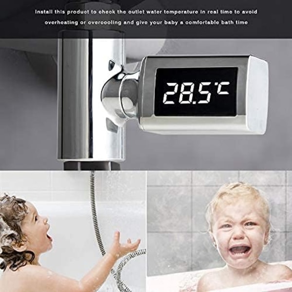 Digital LED-termometer dusjhode for babybadekar - Roterende termometer - Visuell for kran og dusjhode